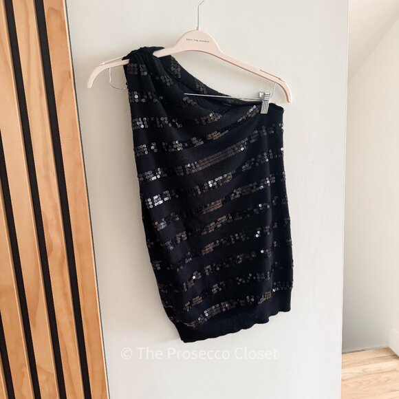 Y2K MODA International One Sleeve Knit Sequin Tank (M) - Picture 3 of 3